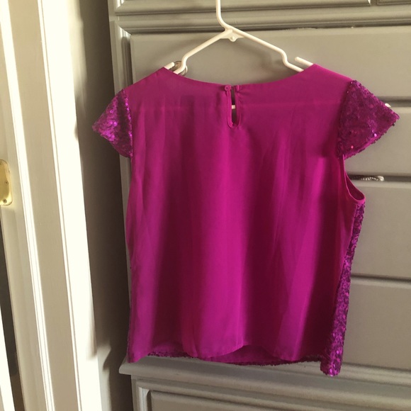 Magenta sequin party top, size M - Picture 2 of 5